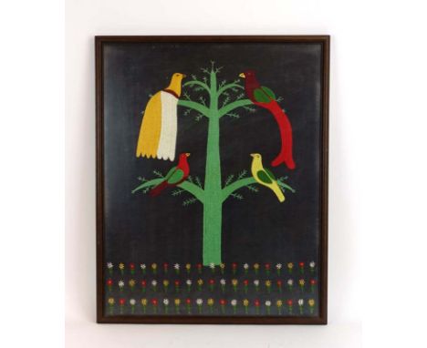 A. Wilkinson: a needlwork depicting plumed birds of paradise and tropical birds, 62 x 49 cm*This needlework is sold with a le