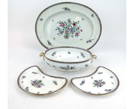 An extensive Spode dinner service decorated with floral sprays on a white ground