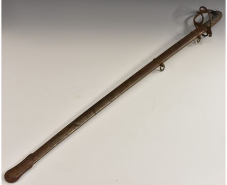 A Victorian 1822 pattern light cavalry officer's sword, by Reeves, Birmingham, 87.5cm slightly curved fullered blade etched w