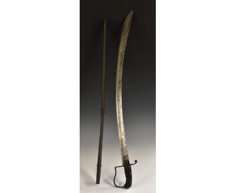 A 1796 pattern Light Cavalry Troopers sword, by Dawes of Birmingham, curved single fullered blade, with makers details to the