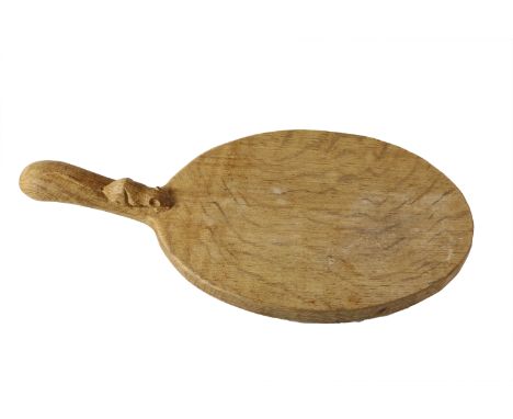 'Mouseman' adzed oak cheeseboard, circa 1930s, by Robert Thompson of Kilburn   Condition Report   Click here for further imag