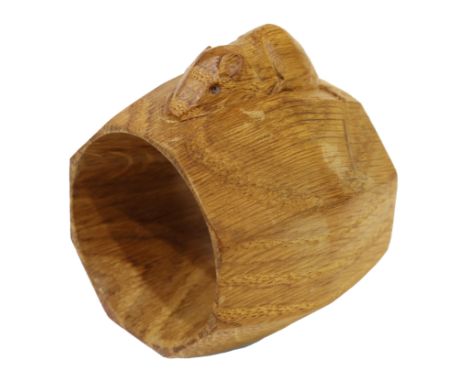 'Mouseman' oak napkin ring, by Robert Thompson of Kilburn   Condition Report   Click here for further images, condition, auct