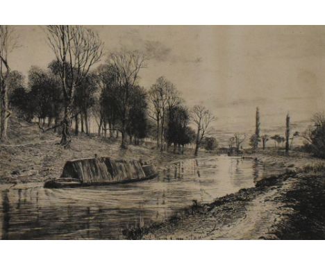 After Frederick Slocombe (1847-1920, British), etching, 'A College Walk, Oxford', framed and under glass, measuring 29cm x 39