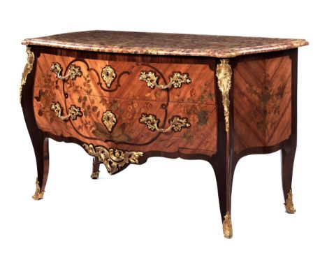 Louis XV-Kommode gestempelt „DAUTRICHE“ und „JME“ (Jurande des Menuisiers Ébénistes)Höhe: 89 cm.Breite: 140 cm.Tiefe: 64 cm.P