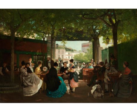 René Archille Rousseau-Decelle, 1881 La Roche-sur-Yon – 1964 PréfaillesUne Guinguette á ParisÖl auf Leinwand.75 x 100 cm.Link