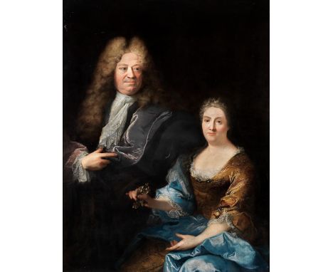 Robert Levrac-Tournieres, 1667 – 1752, zug.Portrait eines EhepaaresÖl auf Leinwand. Doubliert.132,5 x 100 cm.In plastisch ver