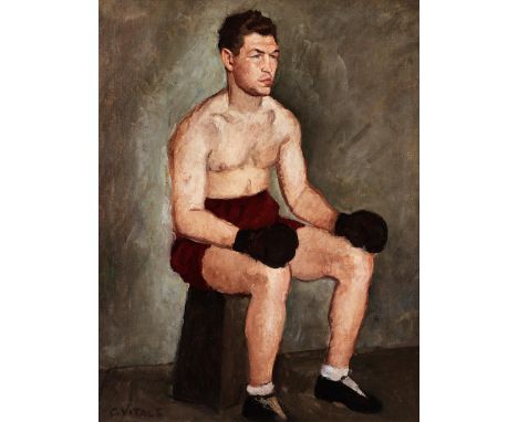 Carlo Vitale, 1902 – 1996Bildnis des Boxers Max SchmelingÖl auf Leinwand. Doubliert.117 x 90 cm.Links unten signiert „C. VITA