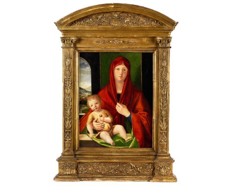 Alvise Luigi Vivarini, um 1445 Venedig oder Murano – um 1505MADONNA MIT DEM KINDTempera und Öl auf Holz. Parkettiert.67 x 51 