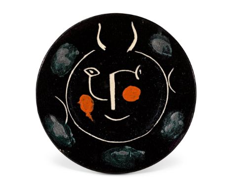 Pablo Picasso, 1881 Málaga – 1973 MouginsService visage noir – Schwarzer Faun, 1948Original Madoura-Fayence-Keramikteller, be