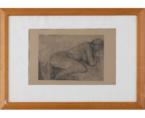 KARIN WITTE (1939 Hamburg) Radierung, "Halbliegender weiblicher Akt in Bauchlage" (1974), unten rechts in Bleistift signiert 