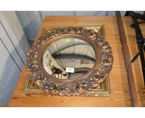 A gilt framed convex mirror; and one other mirror 