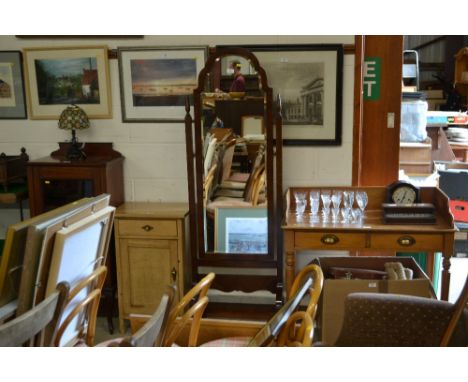 A mahogany and bevel edged cheval mirror 