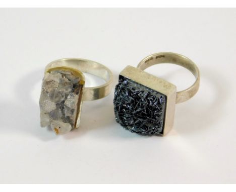 MAGNUS MAXIMUS. Two Magnus Maximus Designs of Frizington, Cumbria, silver rings. Both with maker's marks, one with Scottish h