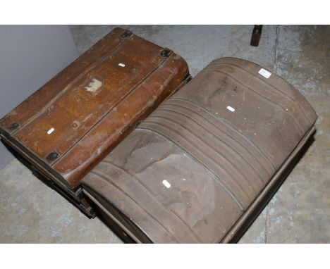 Victorian dome top tin trunk and another tin trunk (2)