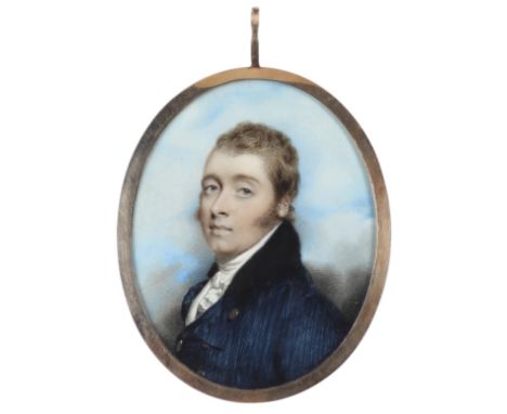 λAndrew Plimer (1763-1837) Portrait miniature Peter Campbell (1766-1821), head and shoulders, in blue coat, and white stock O