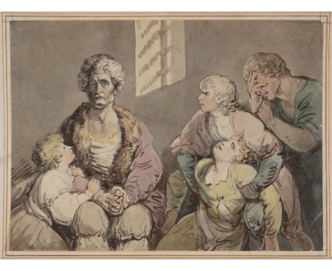 Thomas Rowlandson (1756-1827) Count Ugolino and his children in the dungeon Signed Watercolour and pencil 27.7 x 37.5cm; 11 x