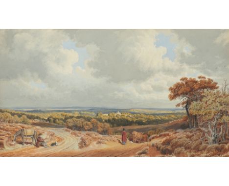 William Turner of Oxford (1789-1862) A view near Minstead in the New Forest, Southampton in the distance Signed and inscribed