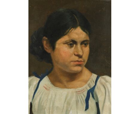 Italian School 19th Century Portrait of a girl, bust-length Oil on canvas 34.5 x 27cm; 13½ x 10½in