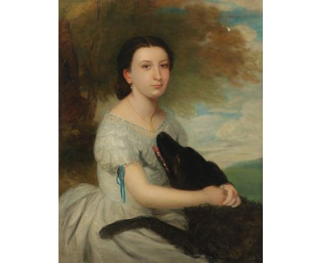 James Andrews (c.1808-1895) Portrait of a young lady with a collie in a landscape Signed and dated 1864 Oil on canvas 91.5 x 