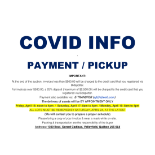 COVID INFO - PAYMENTS & PICKUP
