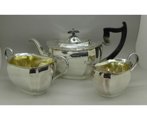 A three piece plated tea service