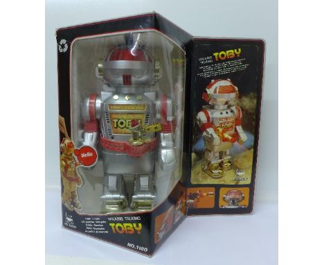 A 1980's New Bright Walking Talking Toby robot, boxed
