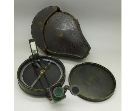 A prismatic compass, Troughton & Simms, London, with leather case