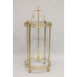 A VERY GOOD LARGE GILT AND METAL CIRCULAR LANTERN. 4ft high x 1ft 9ins diameter.