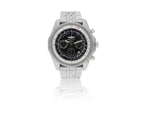 A STAINLESS STEEL AUTOMATIC CALENDAR CHRONOGRAPH WRISTWATCH, BY BREITLING FOR BENTLEYCal-25B automatic movement, circular bi-