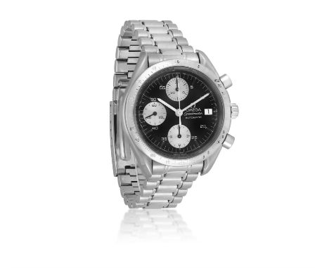 A STAINLESS STEEL AUTOMATIC 'SPEEDMASTER REDUCED' CHRONOGRAPH WRISTWATCH, BY OMEGA25-jewels Cal-1152/7750 automatic movement,