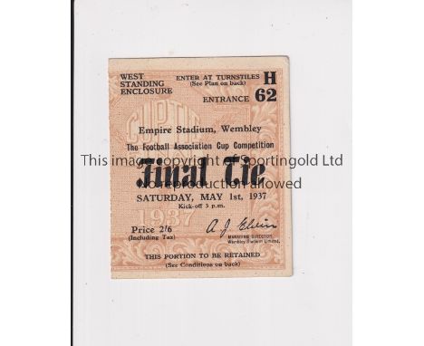 1937 FA CUP FINAL      Ticket for Sunderland v Preston North End.    Good