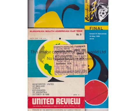 MANCHESTER UNITED     programme for the 1999 Champions League Final v Bayern Munich in Barcelona and programme and ticket for