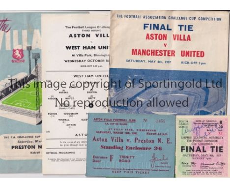 ASTON VILLA      Programme for the 1957 FA Cup Final v Man. Utd., creased and seat ticket with writing on the front, programm