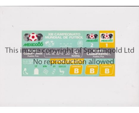 1986 WORLD CUP       Unused ticket for South Korea v Italy 10/6 at the Cuauhtémoc Stadium. Staple holes on the bottom left.  