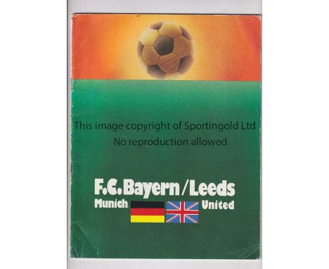 1975 EUROPEAN CUP FINAL      Programme for Leeds United v Bayern Munich in Paris.     Generally good