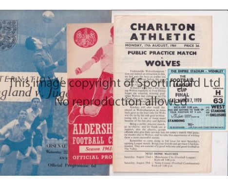 FOOTBALL MISCELLANY     Six programmes and a ticket for the 1970 League Cup Final, Man. City v WBA. Programmes include Alders