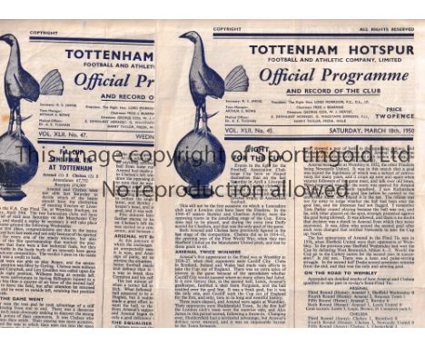 1950 FA CUP SEMI-FINALS AT TOTTENHAM / CHELSEA V ARSENAL     Programmes for the S-F and Replay, both creased and minor tears.
