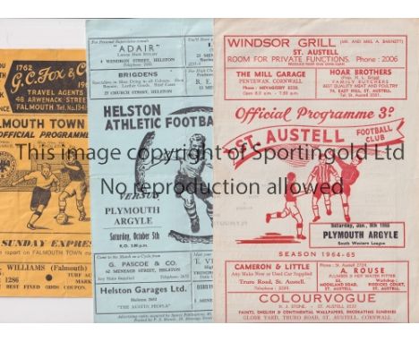 PLYMOUTH ARGYLE     Twenty two away programmes for South Western League matches v St. Austell 51/2, 53/4, 55/6 and 64/5, Pool