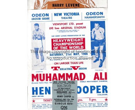 MUHAMMAD ALI V HENRY COOPER 1966 AT ARSENAL        Programme and Boxing Illustrated insert and Viewsport Advertising Sheet fo
