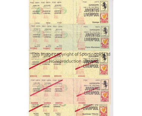 1984 EUROPEAN SUPER CUP      Juventus v Liverpool played 16/1/1985. Five different original match tickets including ''Stampa'