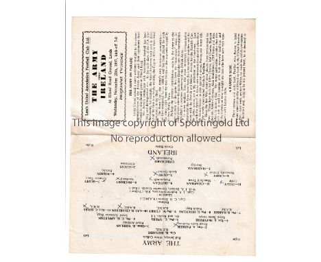 NEUTRAL AT LEEDS UNITED       Programme for The Army v Ireland 20/11/1957, very slightly creased and team changes.     Genera