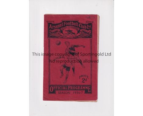 ARSENAL     Programme for the home League match v Preston 25/12/1936, vertical crease and number on the cover.     Fair