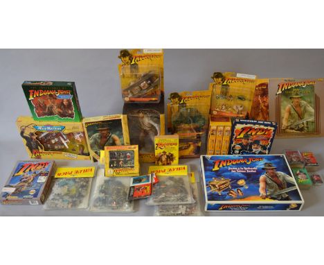 Good quantity of Indiana Jones toys and other items: Disney 10" Vinyl Statue; Grand Partez a la Recherche des Tresors Perdus 