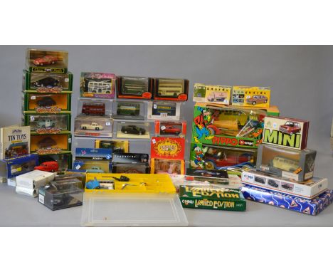 A mixed lot of  boxed diecast models by Corgi, Matchbox, EFE and others, in various scales, including two boxed Bburago Walt 