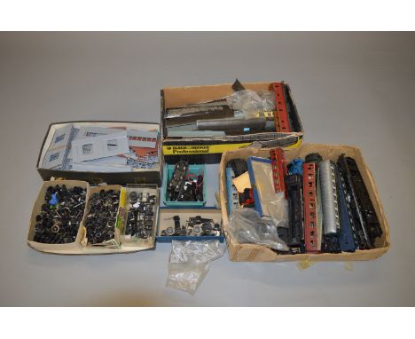 OO Gauge. A good quantity of railway spares including rolling stock and engine parts together with some plastic building sect