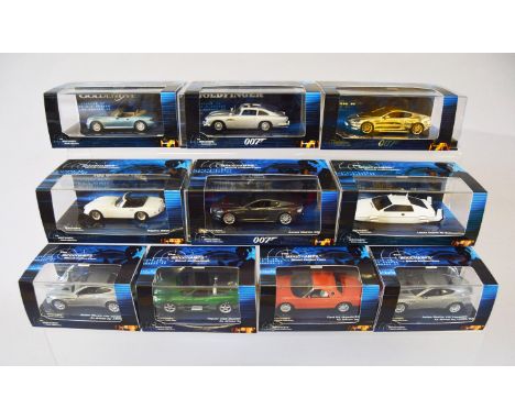 James Bond 007. Ten Minichamps diecast models in 1:43 scale from their 'Bond Collection' including an Aston Martin DB5 model 