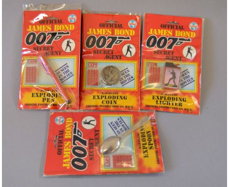 James Bond 007. Four Coibel James Bond 'Exploding' tricks: Exploding Lighter; Exploding Coin; Exploding Pen; Exploding Spoon.