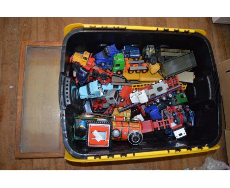 A mixed lot of unboxed diecast  toys including a number of  1:50 scale trucks, some with damage and or missing parts, togethe