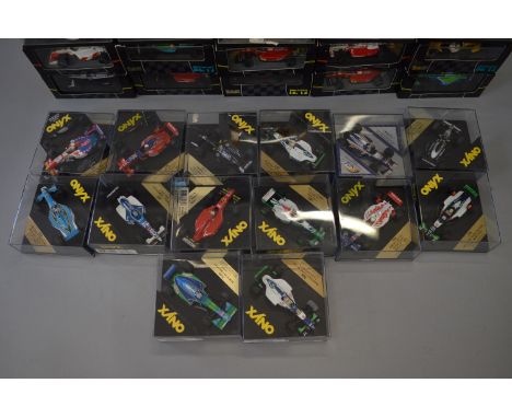 Twenty five boxed Onyx diecast model F1 cars in 1:43 scale. Overall models appear G+/VG in   generally G+ packaging. (25)