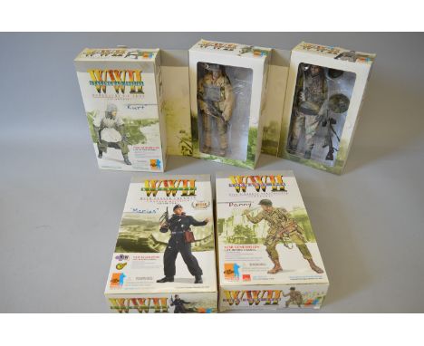 Five Dragon WWII 1:6 scale soldier action figures: Berlin 1945 'Nordland' Panzergrenadier 'Ansgar'; Normandy 1944 92nd Airbor